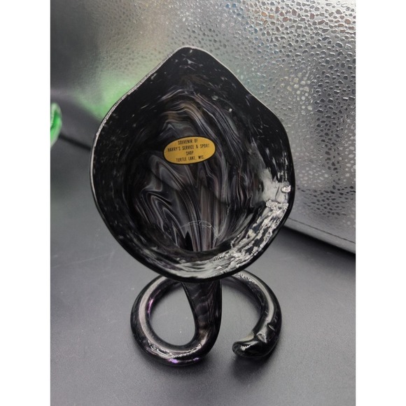 Unmarked Other - Jack in the Pulpit Calla Lily Black Plum Small Vase Glass Black Amethyst